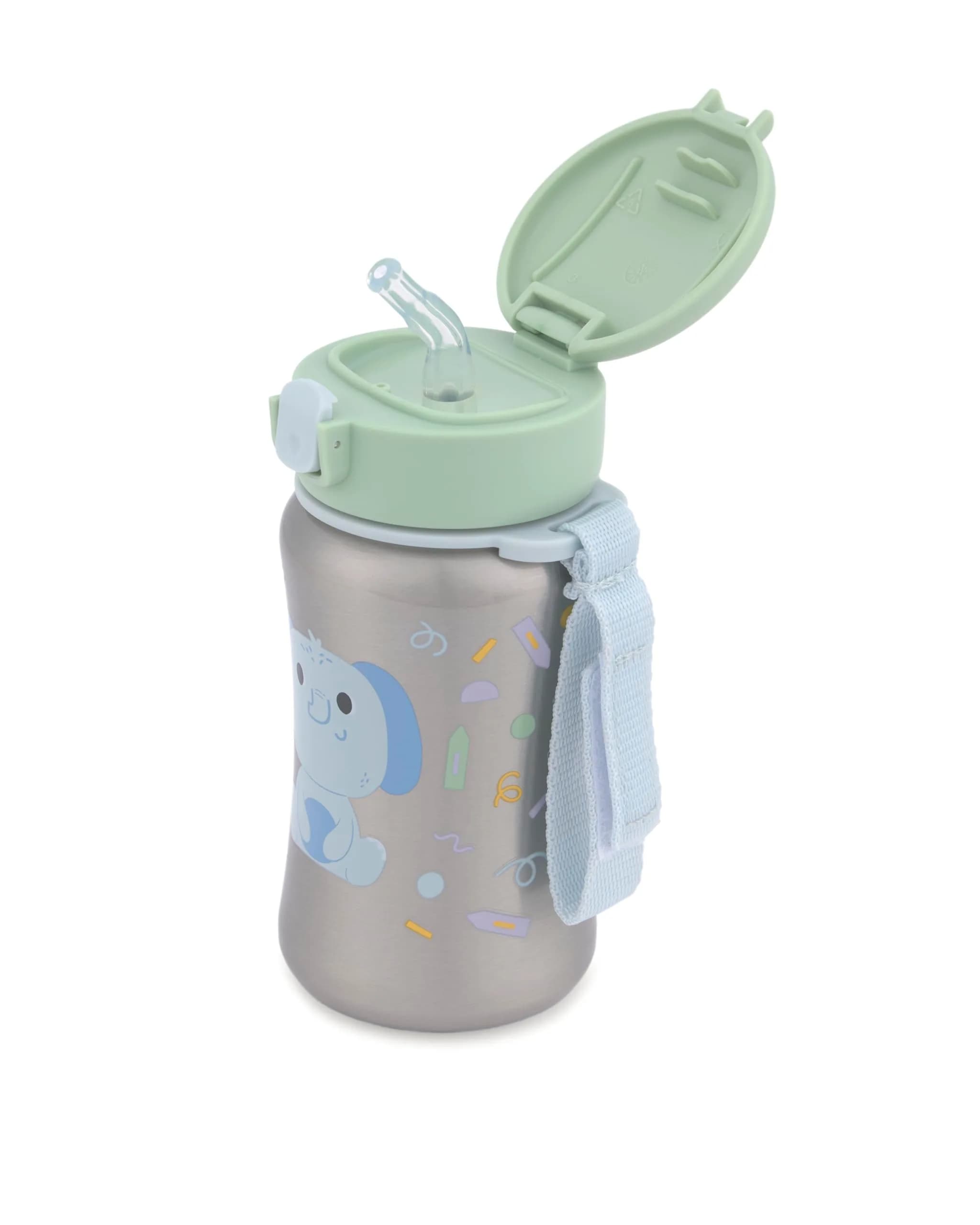 Skip Hop Zoo Elephant Stainless Steel Straw Bottle 350ml (12 oz) | Spill-Proof Toddler Cup thumbnail 3