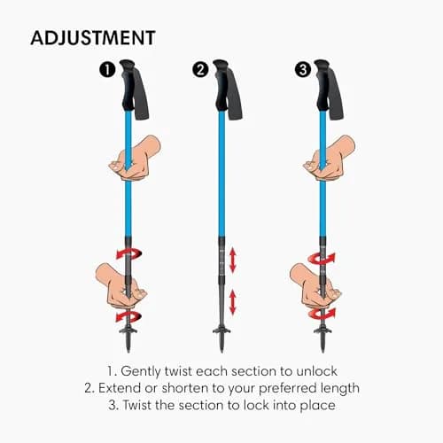 Fizan Compact 4 Trekking Poles – Ultralight, Adjustable, Collapsible, Aluminum, Cork Grips (Black/EVA Cork) | Custom Fit for Trail thumbnail 6