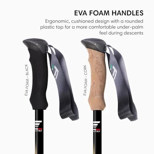 Fizan Compact 4 Trekking Poles – Ultralight, Adjustable, Collapsible, Aluminum, Cork Grips (Black/EVA Cork) | Custom Fit for Trail thumbnail 3