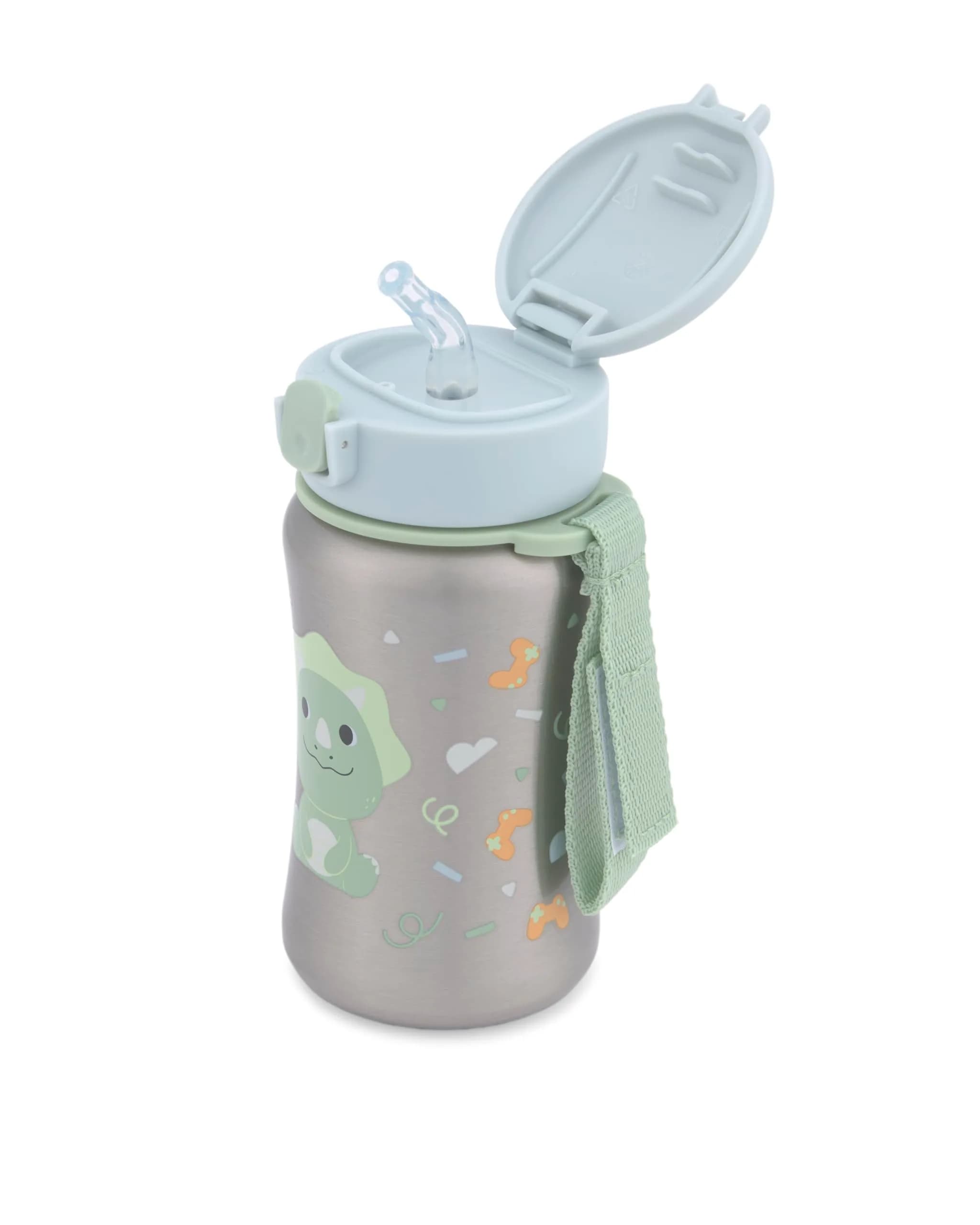 Skip Hop Toddler Sippy Cup with Straw 350ml (11.8 oz) | Dino Besties Squad Stainless Steel Bottle - view 3