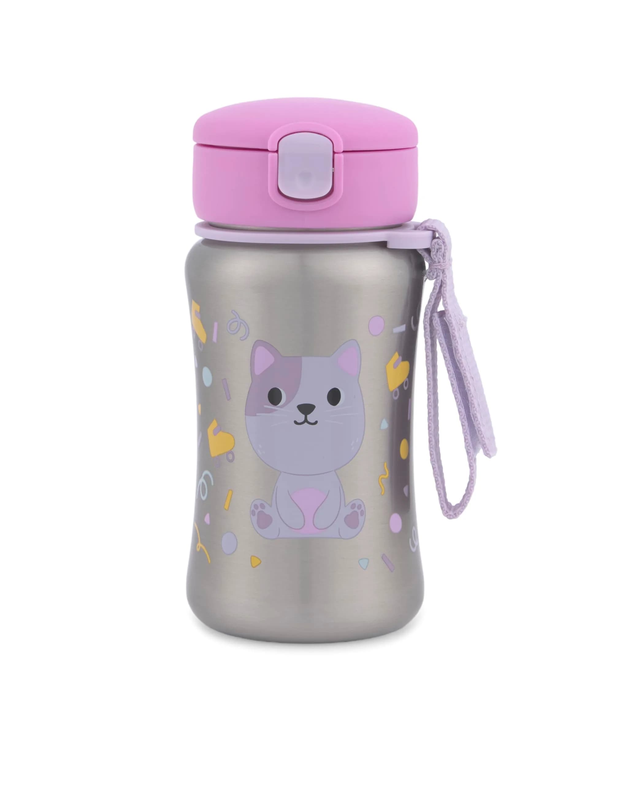 Skip Hop Besties Squad Cat Stainless Steel Straw Bottle, 350ml (12 oz) Toddler Sippy Cup - main product image