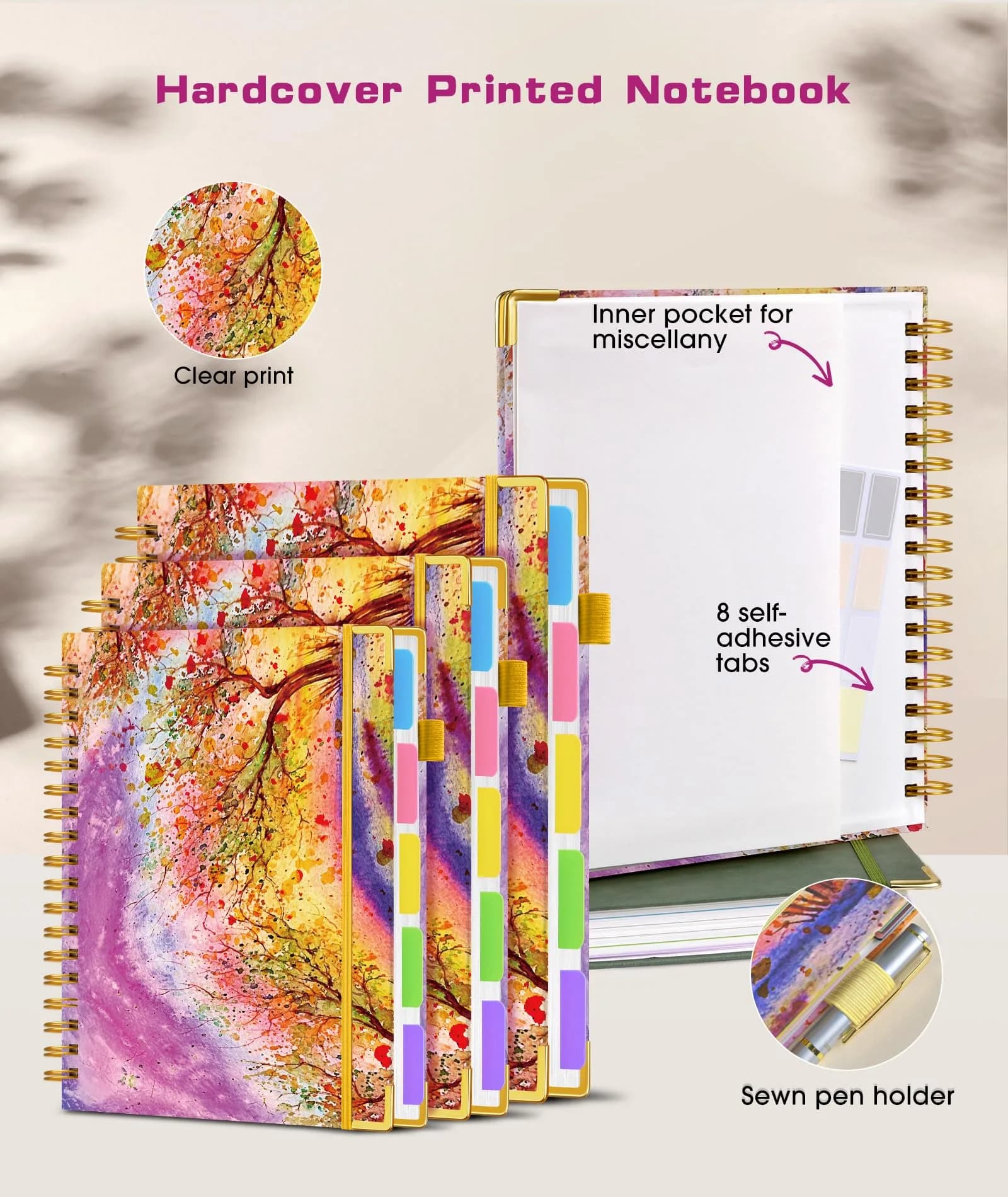 dilitego Autumn Tree Hardcover Spiral Notebook 6.2"x8.2" | 300 Pages 5 Subject College Ruled - view 2