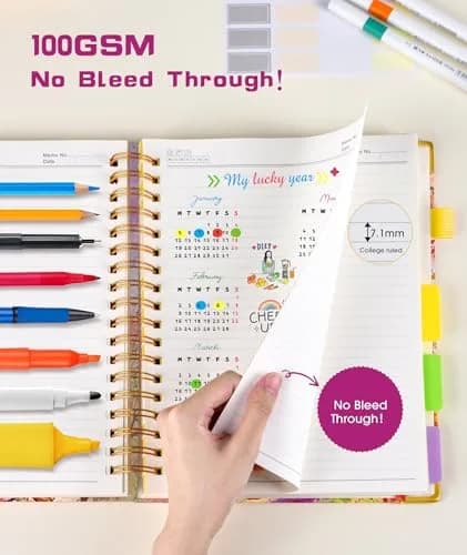 dilitego Hardcover Spiral Notebook Journal 300 Pages | 5 Subject College Ruled Notebook for Work School Note Taking thumbnail 5