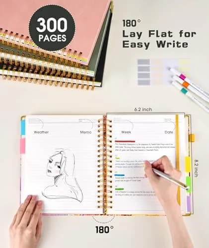 dilitego Hardcover Spiral Notebook Journal 300 Pages | 5 Subject College Ruled Notebook for Work School Note Taking thumbnail 6