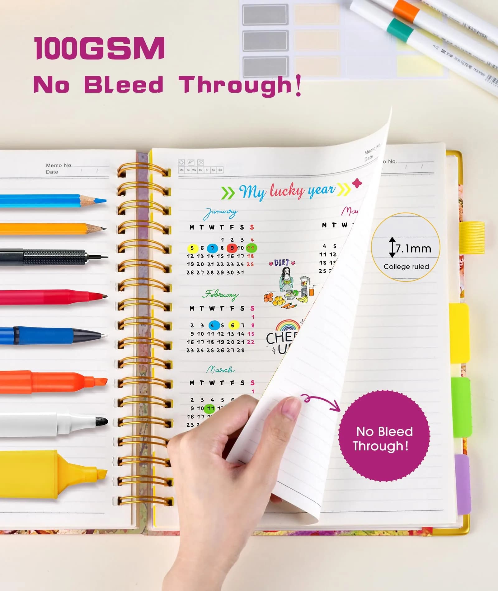 dilitego Autumn Tree Hardcover Spiral Notebook 6.2"x8.2" | 300 Pages 5 Subject College Ruled - view 5