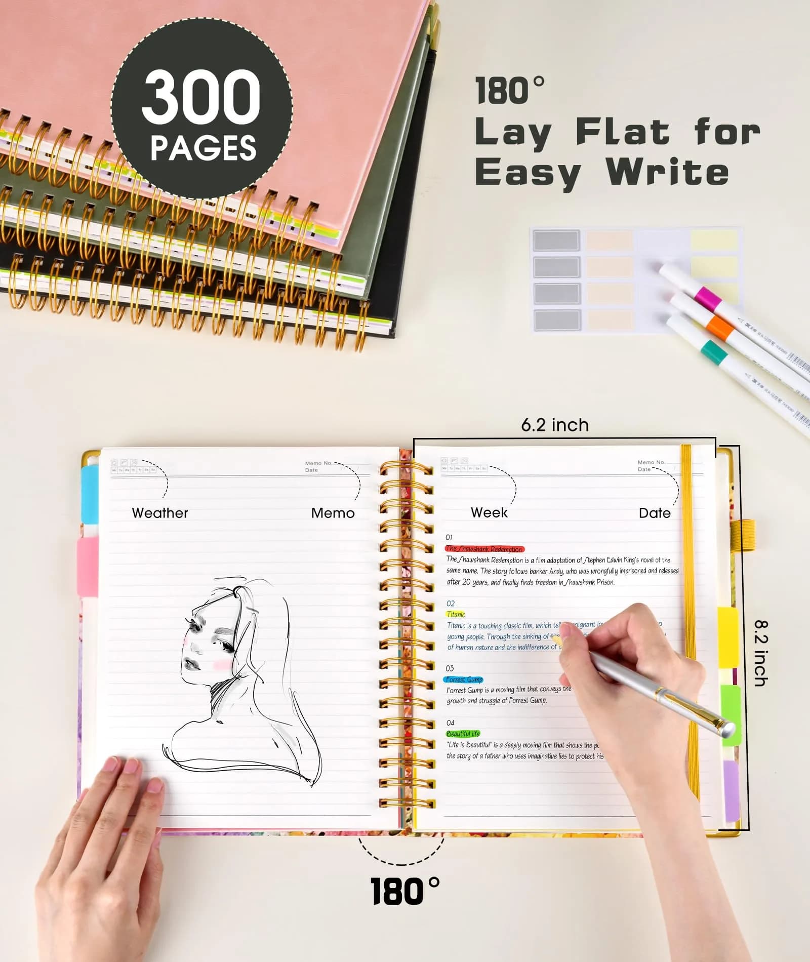 dilitego Autumn Tree Hardcover Spiral Notebook 6.2"x8.2" | 300 Pages 5 Subject College Ruled - view 6