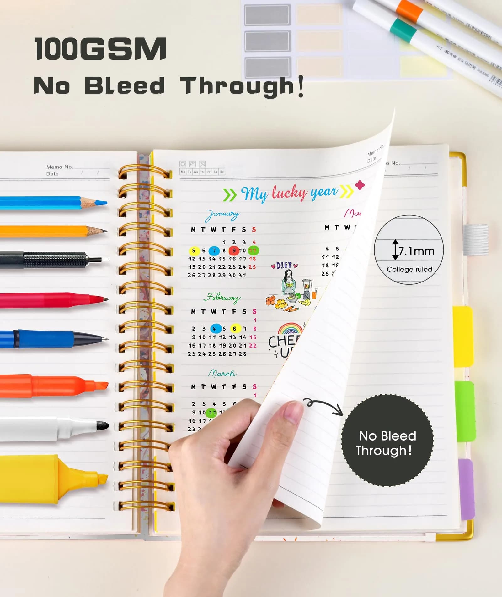 dilitego Hardcover Spiral Notebook Journal with Removable Dividers, 300 Pages 5 Subject, 100GSM Paper, A5 Tree of Life - view 5