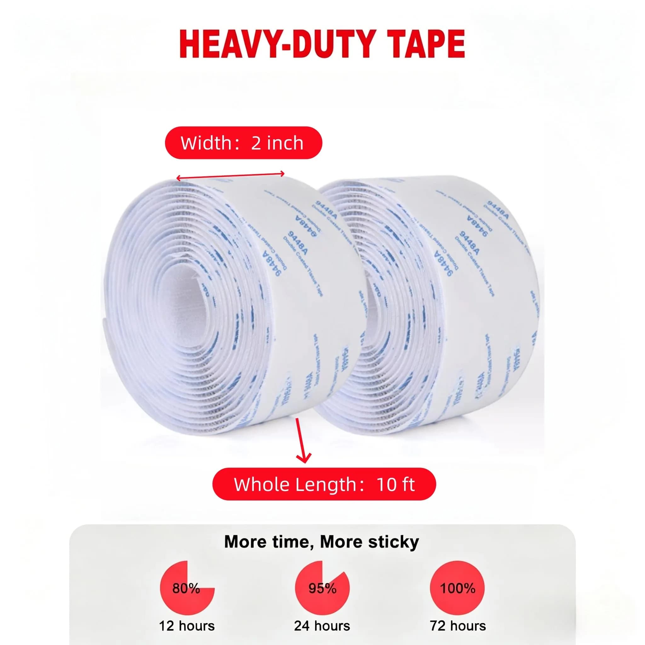 SANKA Self Adhesive Hook and Loop Tape Roll, Heavy Duty Sticky Back Fastener, White 5.08 cm x 3.05 m (2 in x 10 FT) - view 2