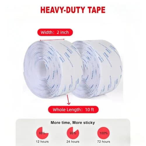 SANKA Self Adhesive Hook and Loop Tape Roll, Heavy Duty Sticky Back Fastener, White 5.08 cm x 3.05 m (2 in x 10 FT) thumbnail 2