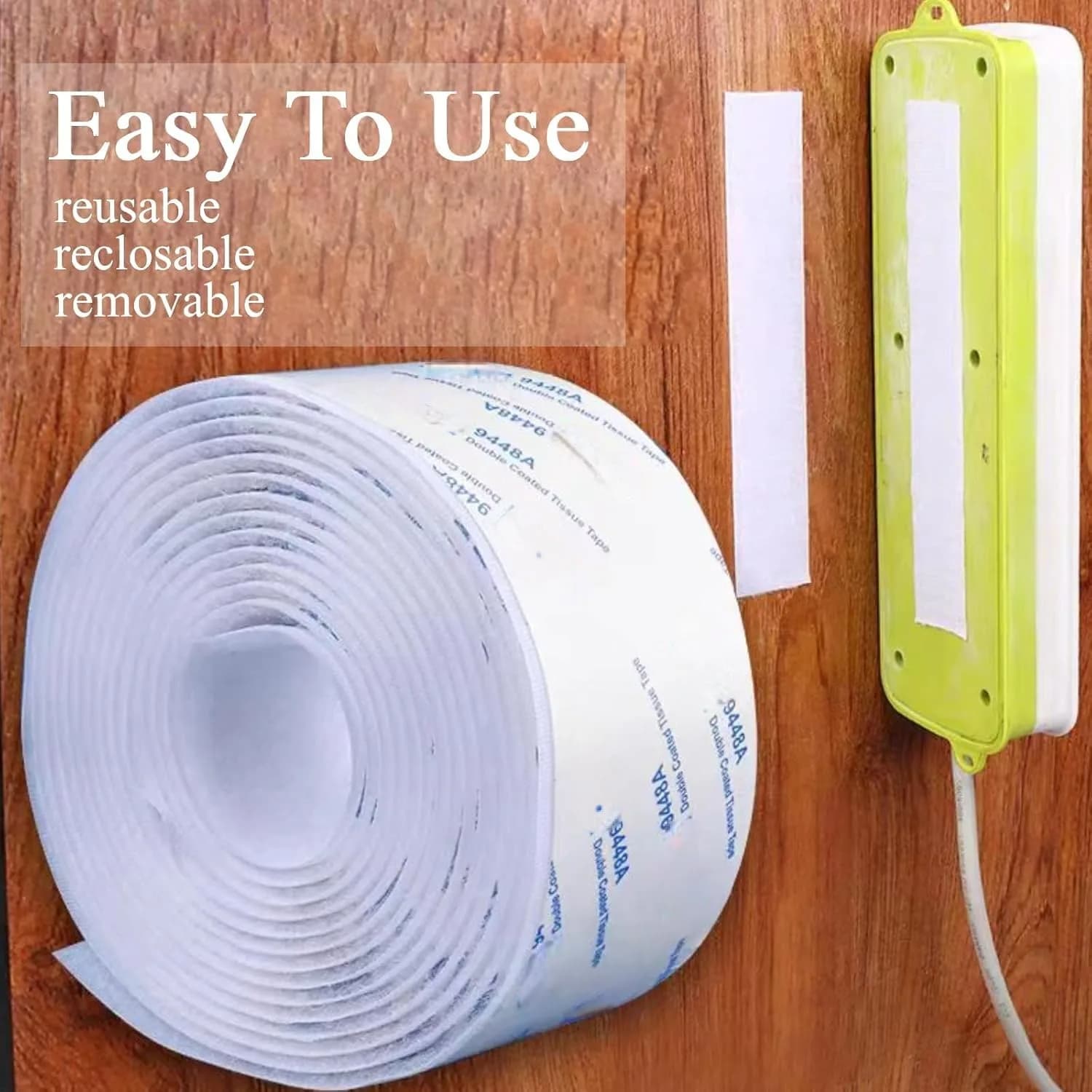 SANKA Self Adhesive Hook and Loop Tape Roll, Heavy Duty Sticky Back Fastener, White 5.08 cm x 3.05 m (2 in x 10 FT) - view 4