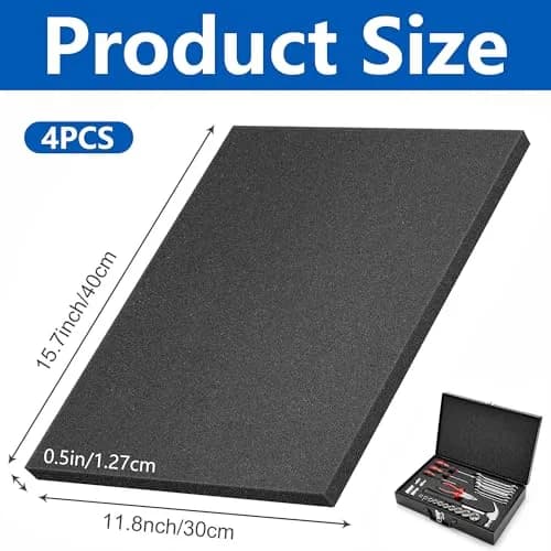 DECOHS Black Polyurethane Foam Sheets 16x12x0.5 Inch (40x30x1.27cm) | Cuttable Foam Inserts for Cases thumbnail 2