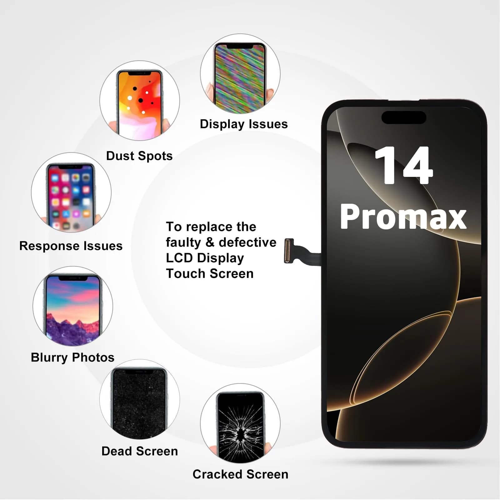 LL TRADER 6.7" LCD Display Screen Replacement for iPhone 14 Pro Max with Repair Kit - view 3