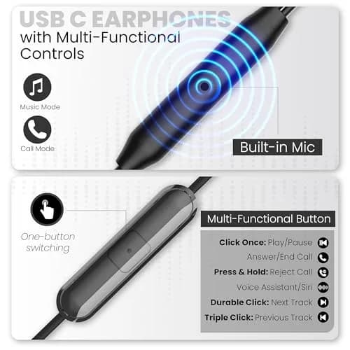 PHILIPS USB-C Wired Earbuds with Microphone | Secure Fit Sport Earhooks, Deep Bass 15mm Drivers, Inline Controls, Wired Open Ear Headphones for Running & Gym thumbnail 4