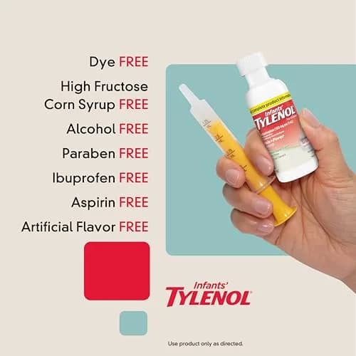 Tylenol Infants' Acetaminophen Oral Suspension Dye-Free Apple 2 fl oz (59 ml) | #1 Pediatrician-Recommended for Teething Pain thumbnail 4