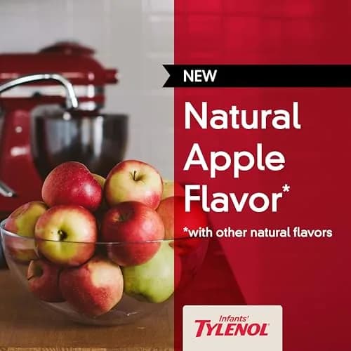 Tylenol Infants' Acetaminophen Oral Suspension Dye-Free Apple 2 fl oz (59 ml) | #1 Pediatrician-Recommended for Teething Pain thumbnail 6