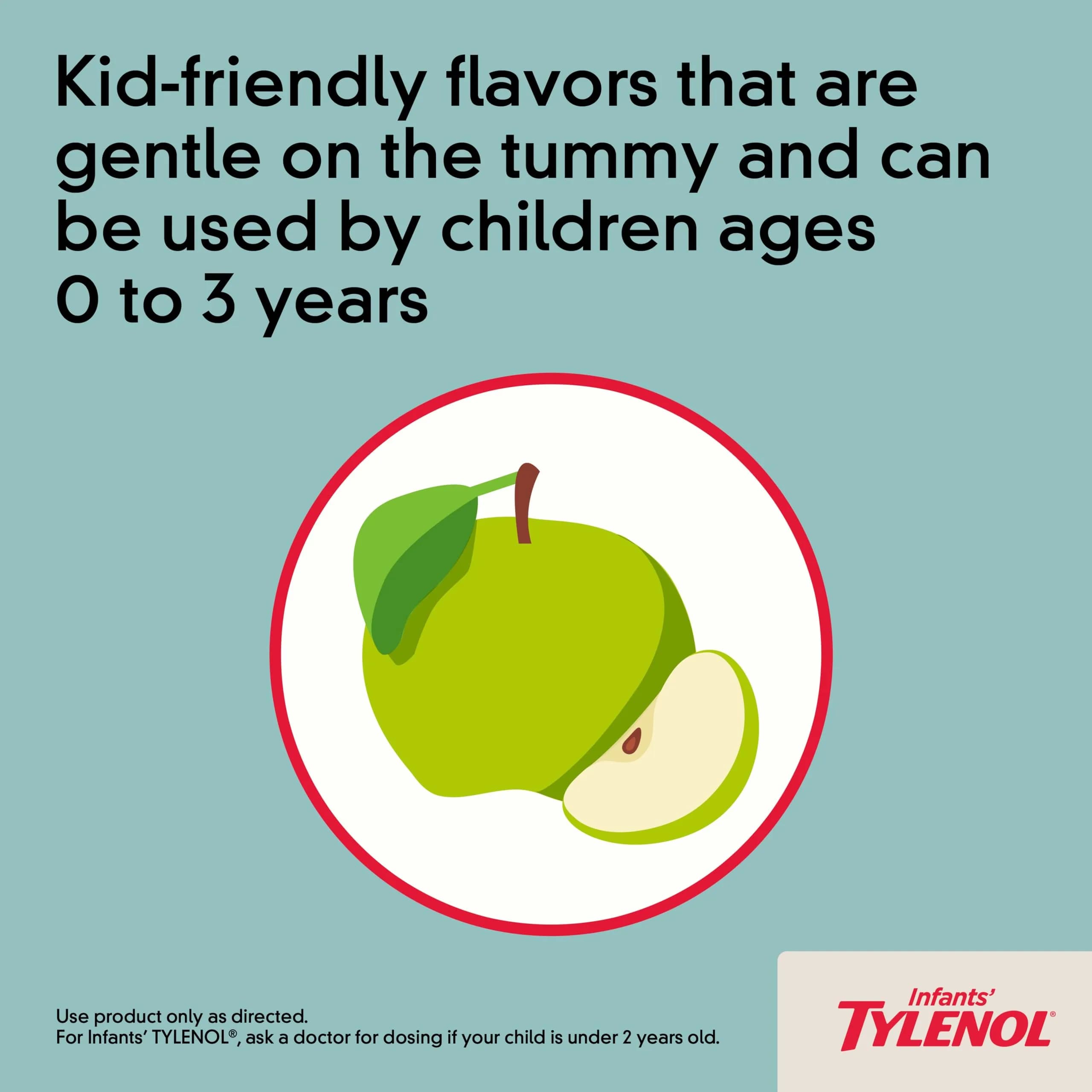Tylenol Infants' Acetaminophen Oral Suspension Dye-Free Apple 2 fl oz (59 ml) | #1 Pediatrician-Recommended for Teething Pain - view 7