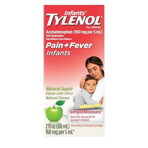 Tylenol Infants' Acetaminophen Oral Suspension Dye-Free Apple 2 fl oz (59 ml) | #1 Pediatrician-Recommended for Teething Pain thumbnail 1