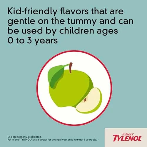 Tylenol Infants' Acetaminophen Oral Suspension Dye-Free Apple 2 fl oz (59 ml) | #1 Pediatrician-Recommended for Teething Pain thumbnail 7
