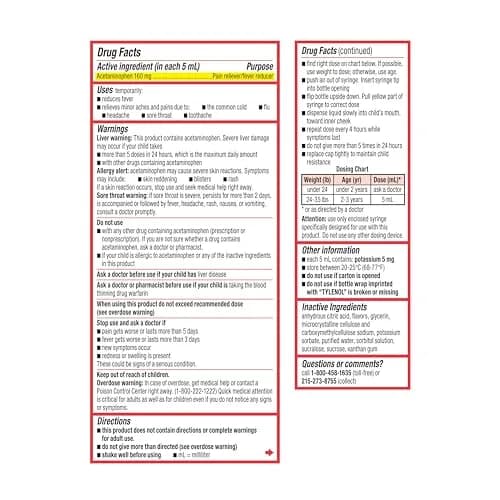 Tylenol Infants' Acetaminophen Oral Suspension Dye-Free Apple 2 fl oz (59 ml) | #1 Pediatrician-Recommended for Teething Pain thumbnail 9