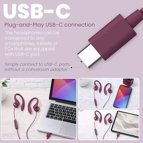 PHILIPS USB-C Wired Earbuds with Microphone & in-Line Control | Secure Fit Sports Headset thumbnail 7