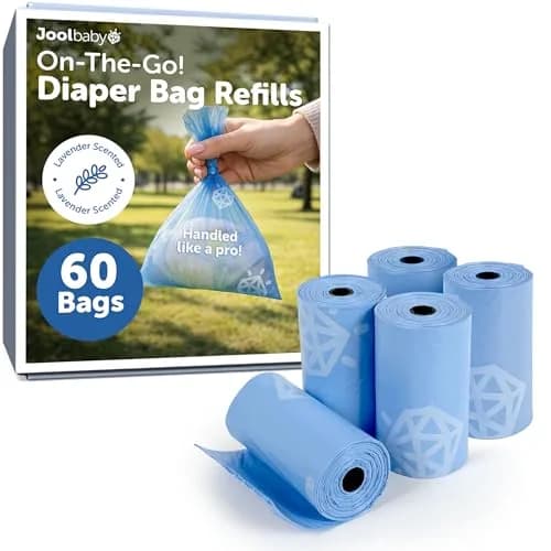 Jool Baby Disposable Diaper Bag Refills for Diaper Bag Dispenser (5 Rolls, 60 Bags) – Lavender-Scented Odor-Controlling Waste Bag thumbnail 1