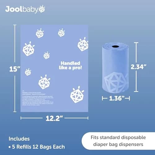 Jool Baby Disposable Diaper Bag Refills 12 Rolls | Lavender-Scented Odor-Controlling Bags for On-the-Go Use thumbnail 2