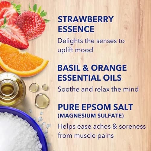 Dr Teal's Epsom Salt Magnesium Soak, Strawberry Serenade, 48 oz (Pack of 2) | Relaxing Bath Salt with Citrus & Basil thumbnail 4