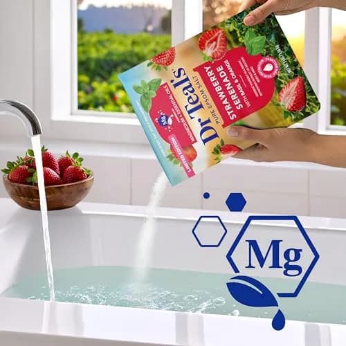 Dr Teal's Epsom Salt Magnesium Soak, Strawberry Serenade, 48 oz (Pack of 2) | Relaxing Bath Salt with Citrus & Basil thumbnail 3