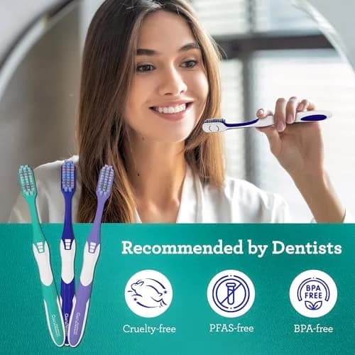 GuruNanda Gentle Giant Toothbrush with Dual Action Flossing Spiral Bristles, Non-Slip Ergo Dexa Grip, BPA Free, 2 Count | Dentist Recommended thumbnail 7