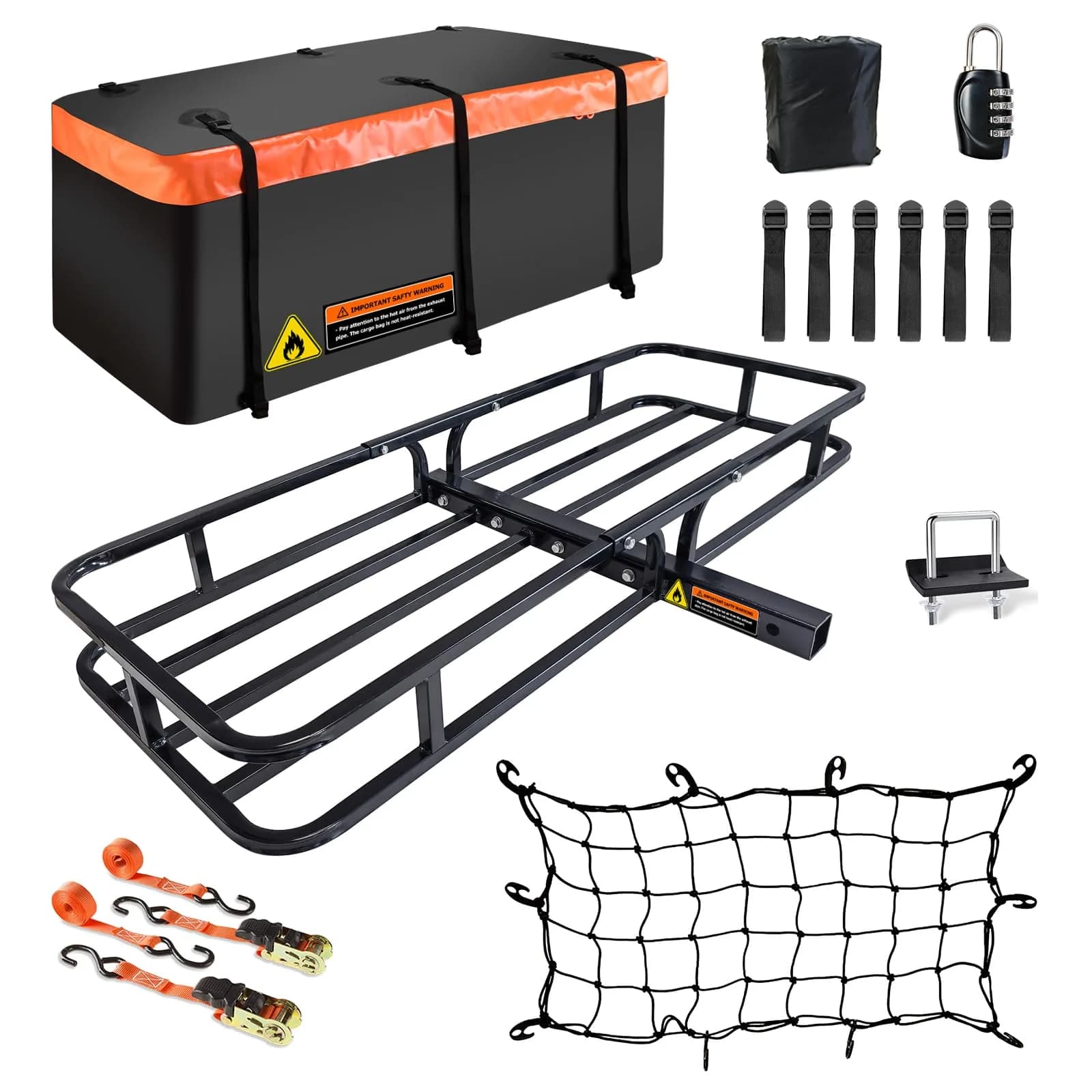 MeeFar Hitch Mount Cargo Carrier Rack Basket 53"x19"x5.5" | 500 lbs capacity for SUVs & trucks — HITCH MOUNT