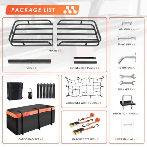 MeeFar Hitch Mount Cargo Carrier Rack Basket 53"x19"x5.5" | 500 lbs capacity for SUVs & trucks thumbnail 7