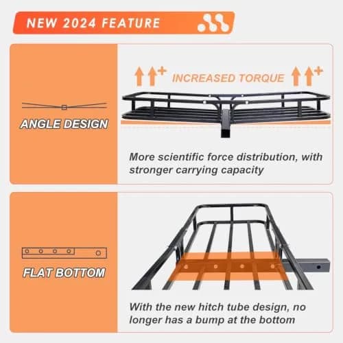MeeFar Hitch Mount Cargo Carrier Rack Basket 53"x19"x5.5" | 500 lbs capacity for SUVs & trucks thumbnail 2