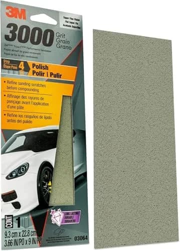 3M Trizact Performance Sandpaper 3000 Grit 9" x 3 2/3" (25mm x 230mm) Pack of 3 | Polishes Clear Coat & Paint thumbnail 3