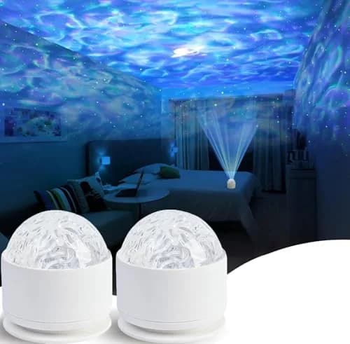 diatomiteco Calming Sensory Ocean Wave Lamp 2 Pack | Projects Water Ripple Effects onto Walls and Ceilings thumbnail 1