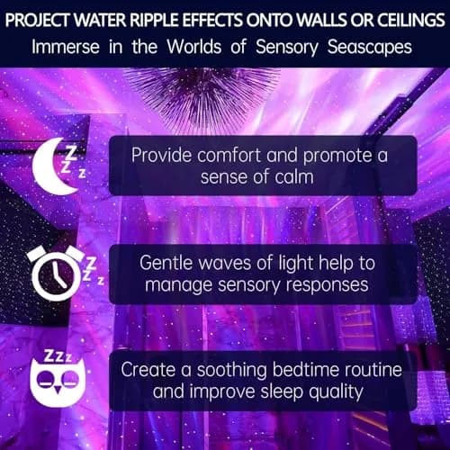 diatomiteco Calming Sensory Ocean Wave Lamp 2 Pack | Projects Water Ripple Effects onto Walls and Ceilings thumbnail 2