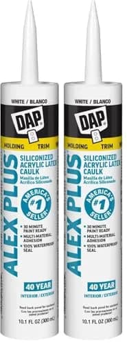 DAP Alex Plus Acrylic Latex Caulk with Silicone, White, 20.2 fl oz (2-Pack) | Fire Barrier Sealant for Interior/Exterior Use thumbnail 1