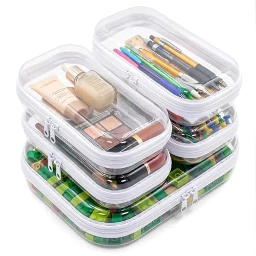 CarryEpic Clear Hard Shell Zipper Cases (5 Packs) 20.5cm (8.1in) x 25.2cm (9.9in) x 5.9cm (2.3in) | TSA Approved Travel Organizer thumbnail 1