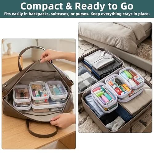 CarryEpic Clear Hard Shell Zipper Cases (5 Packs) 20.5cm (8.1in) x 25.2cm (9.9in) x 5.9cm (2.3in) | TSA Approved Travel Organizer thumbnail 5