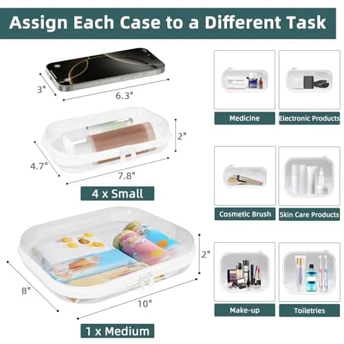 CarryEpic Clear Hard Shell Zipper Cases (5 Packs) 20.5cm (8.1in) x 25.2cm (9.9in) x 5.9cm (2.3in) | TSA Approved Travel Organizer thumbnail 3