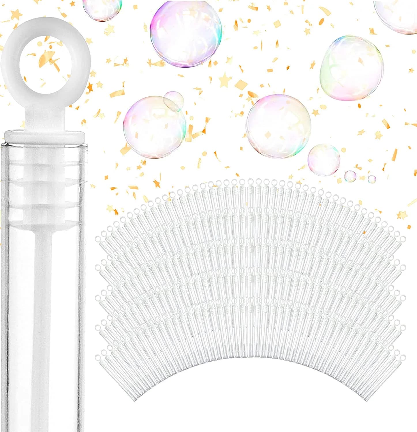 Stock Your Home Wedding Bubbles Bulk - White Circle Top Wands (200 Count) | Wedding Bubble Favors for Guests