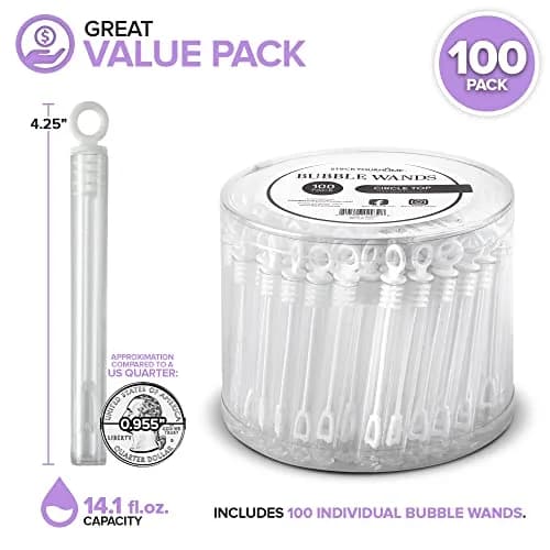 Stock Your Home Wedding Bubbles Bulk - White Circle Top Wands (200 Count) | Wedding Bubble Favors for Guests thumbnail 2