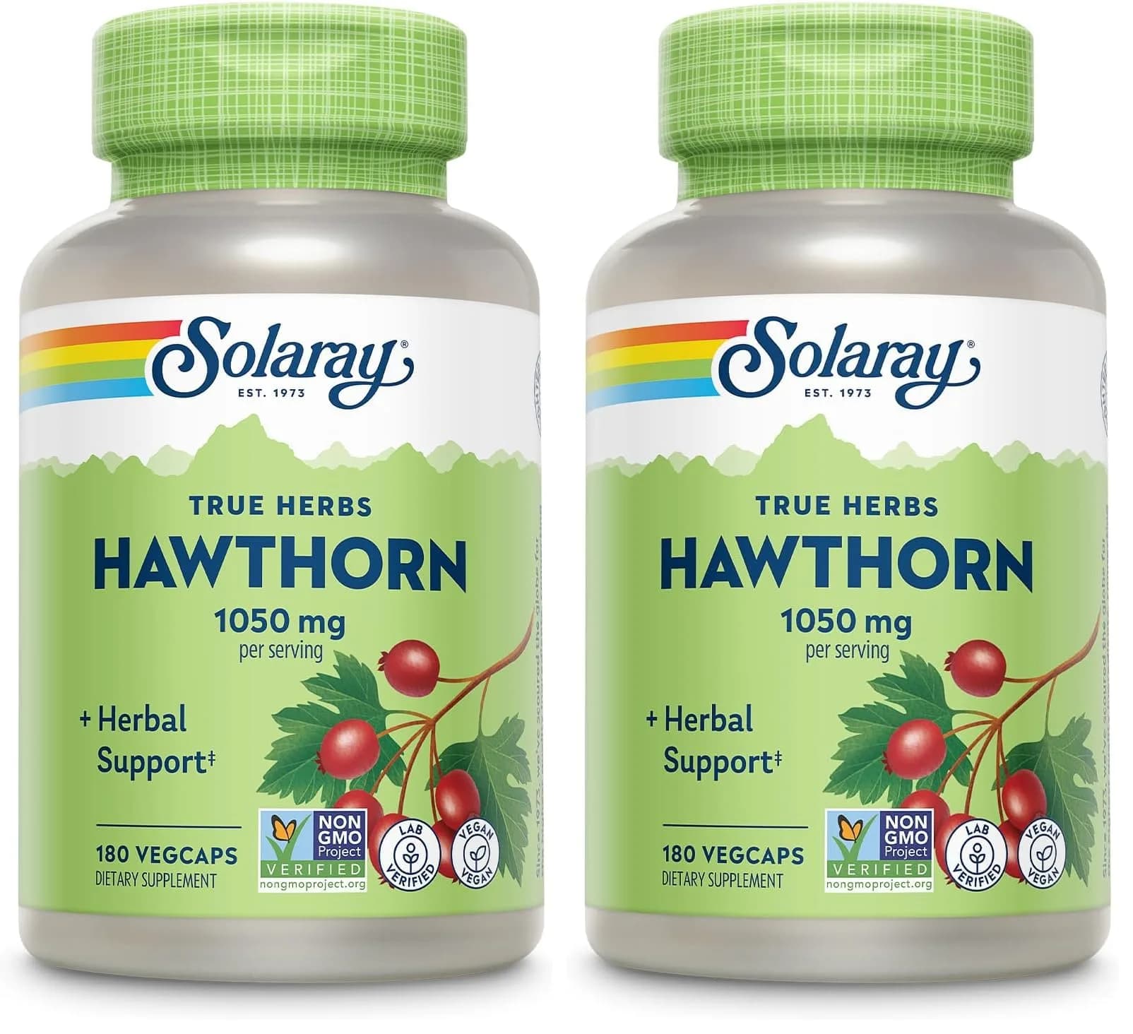 SOLARAY Hawthorn Berry Capsules 1050 mg | 360 VegCaps (Pack of 2) | Vegan, Non-GMO Herbal Supplement - main product image