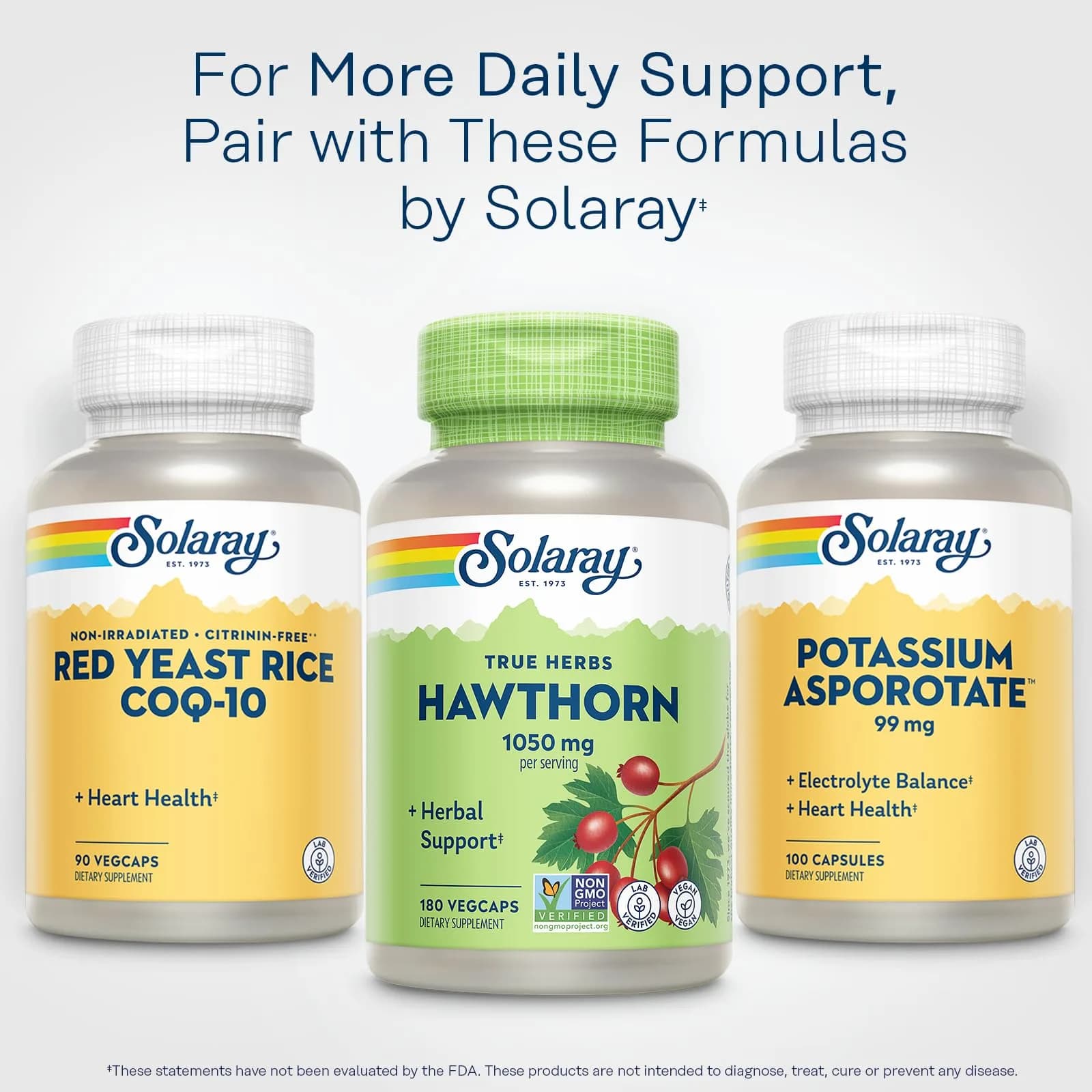 SOLARAY Hawthorn Berry Capsules 1050 mg | 360 VegCaps (Pack of 2) | Vegan, Non-GMO Herbal Supplement - view 3