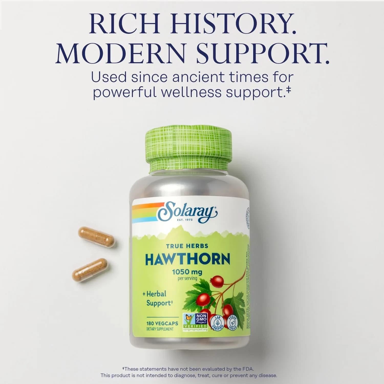 SOLARAY Hawthorn Berry Capsules 1050 mg | 360 VegCaps (Pack of 2) | Vegan, Non-GMO Herbal Supplement - view 2
