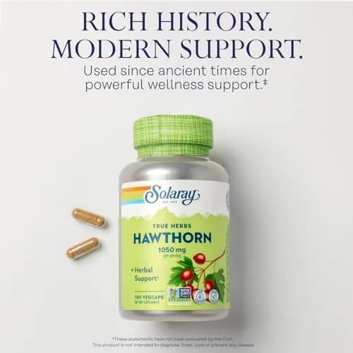 SOLARAY Hawthorn Berry Capsules 1050 mg | 360 VegCaps (Pack of 2) | Vegan, Non-GMO Herbal Supplement thumbnail 2