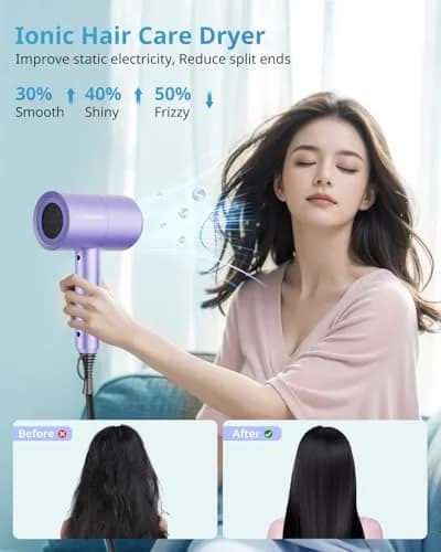 SHRATE Professional Ionic Hair Dryer with Diffuser & Nozzle | Low Noise, 1800W, Aluminum | Travel & Home Use thumbnail 5