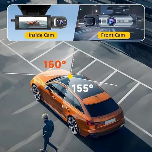 Wagoyo Dashcam Front and Inside | 1080p Night Vision Wide Angle 3.16 Inch IPS Screen thumbnail 2