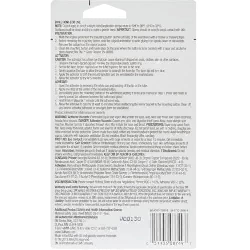 3M High-Bond Rearview Mirror Adhesive 2-Pack 0.02 fl oz Each (1.2 mL Total) | Securely Attaches Mirror Brackets thumbnail 4