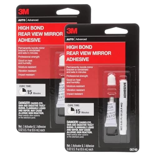 3M High-Bond Rearview Mirror Adhesive 2-Pack 0.02 fl oz Each (1.2 mL Total) | Securely Attaches Mirror Brackets thumbnail 1
