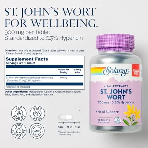 SOLARAY St. John's Wort Extract 900 mg | Standardized Botanical Supplement for Mood & Brain Support thumbnail 1